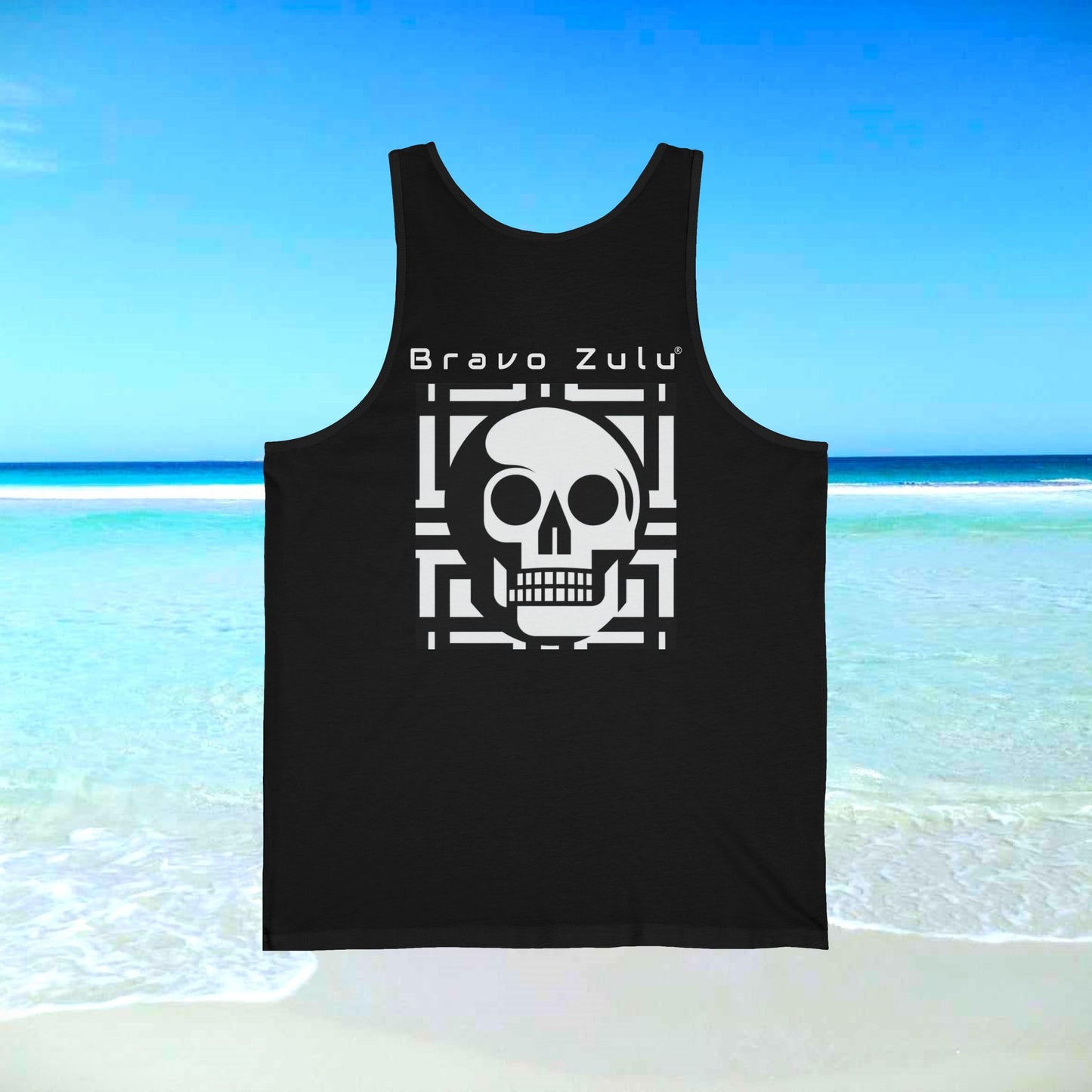 skull print tank top b/w
