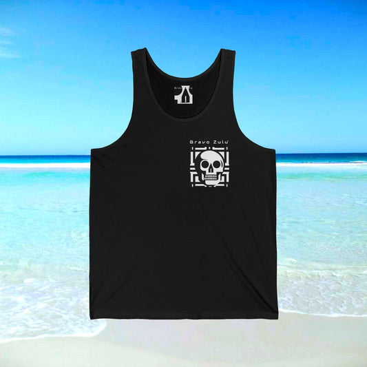 skull print tank top b/w