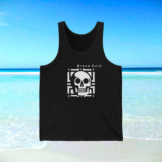 skull print tank top b/w